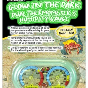Zoo Med Hermit Crab Dual Thermometer & Humidity Gauge Glow in the Dark (D)