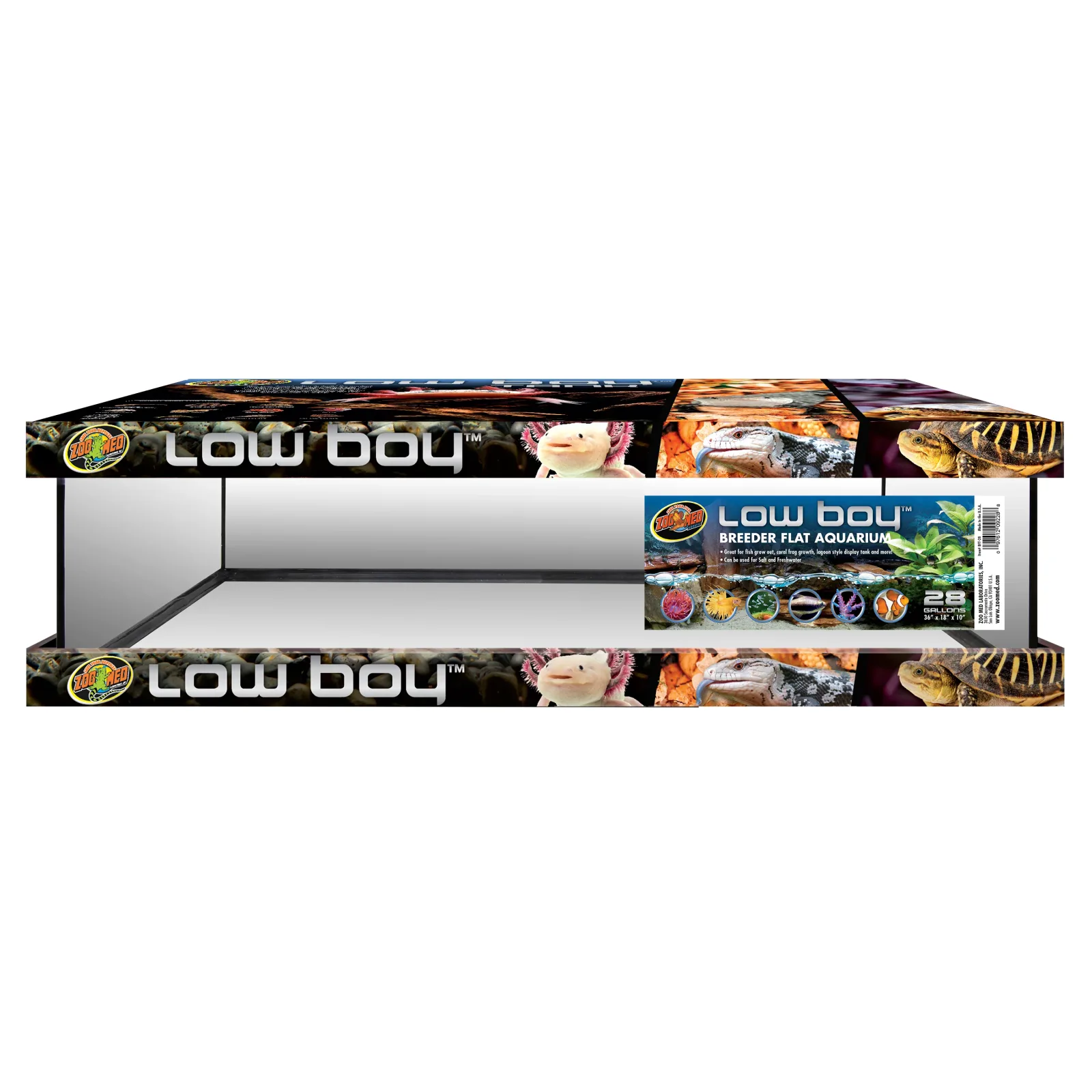Zoo Med Low Boy Breeder Flat Aquarium 28 gal, 36In X 18In X 10 in