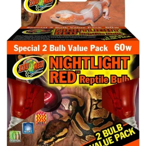 Zoo Med Nightlight Red Reptile Bulb Red 60 Watt 2 Pack